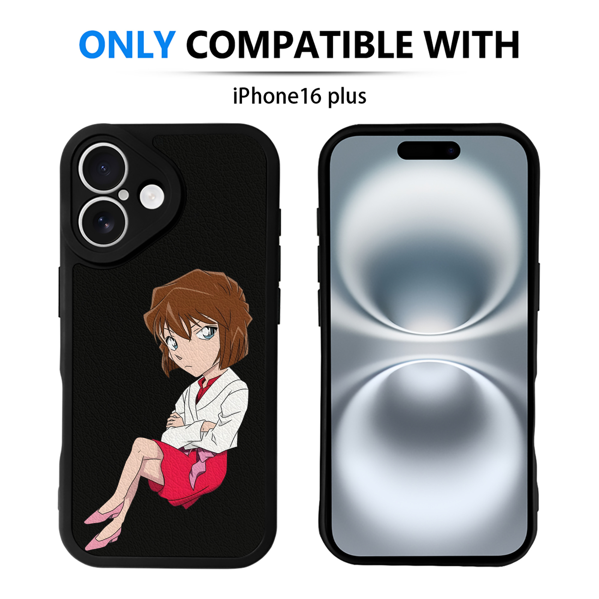 （画像用） 名探偵コナン 灰原 哀 はいばら あい Detective Conan Anita Hailey、Vi Graythorn Haibara Ai 【iPhone 16シリーズ対応】シリコンスマホケース（レザー調） 材質：シリコン